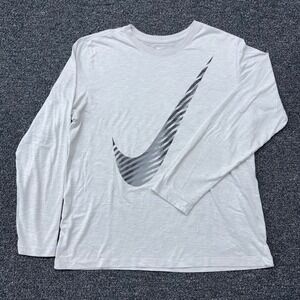 Nike Dri-FIT Mens Long Sleeve Shirt Graphic Swoosh Grey Heather Large AR6013-051